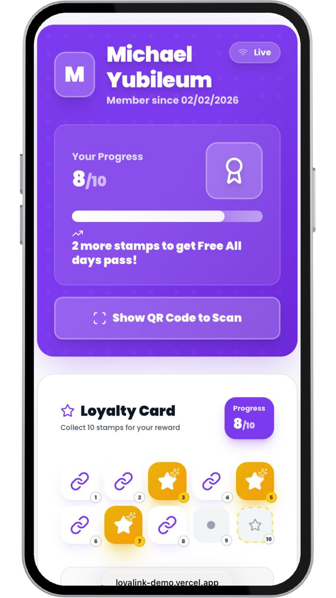 Loyalink loyalty card app screenshot